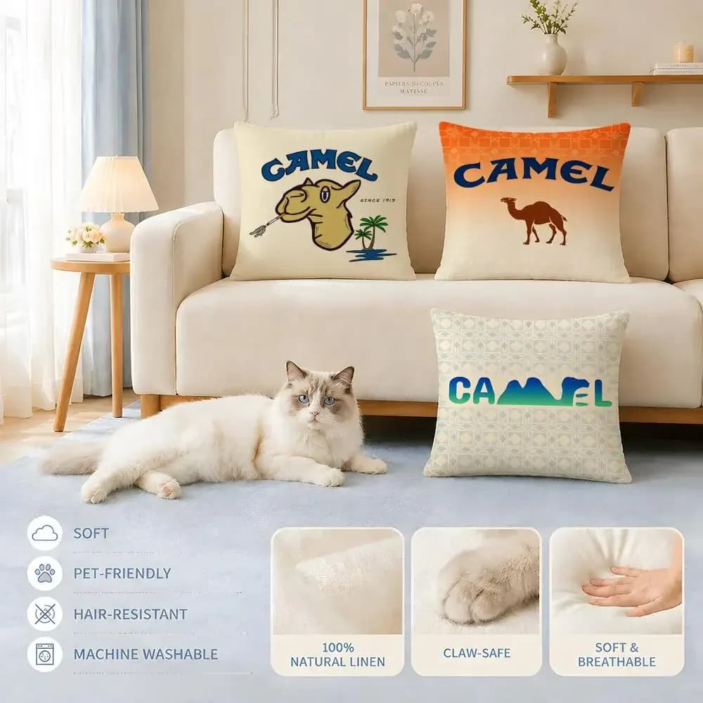 Fodere per cuscini divano, adatte a gatti e cani, con logo del marchio CamelS, federe decorative per sedie 45x45 40x40