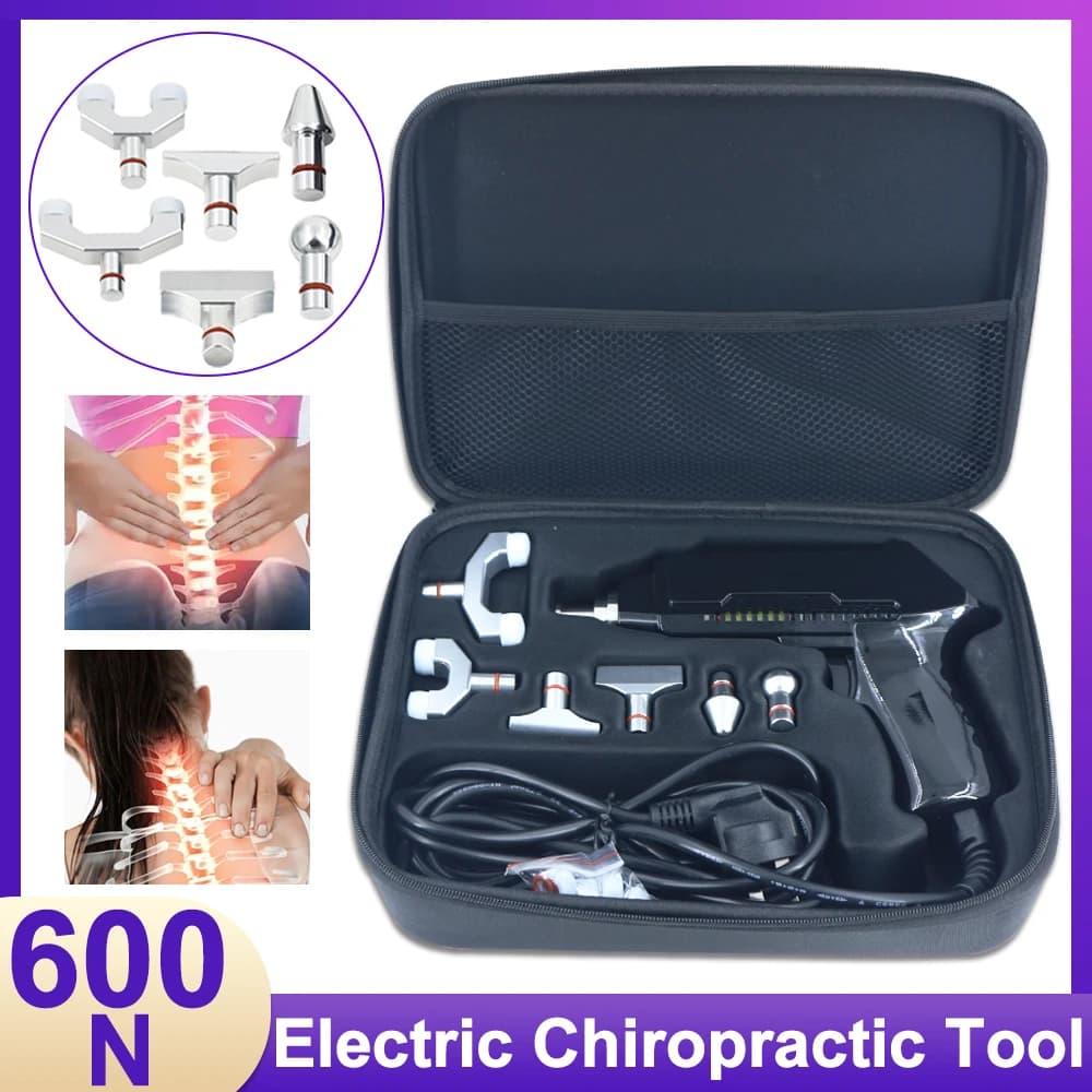 600N Professional Electric Chiropractic Adjusting Tools 6 Level Spinal Correction Gun Impulse Cervical Spine Massage Relaxation