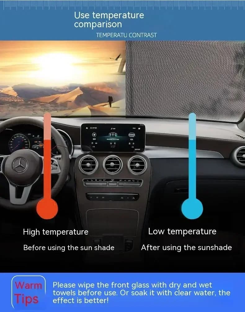 Car Windshield Retractable Sunshade Curtain Car Front Rear Window Universal Foldable Sunblock Heat Insulation Anti-UV Protector