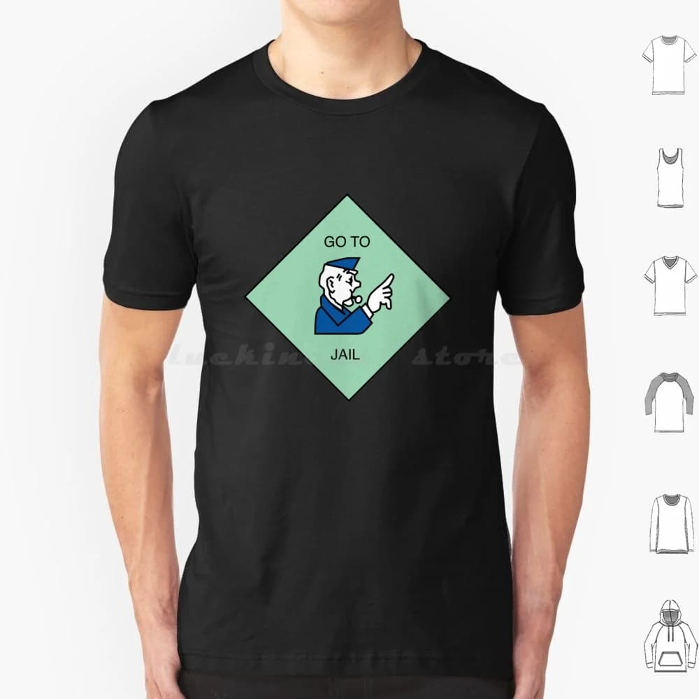 Maglietta Go To Jail in Cotone per Uomo e Donna, Stampa Personalizzata, Gioco da Tavolo Go Jail, Gioco da Tavolo Classico Vintage, Uomo in Prigione, Chance