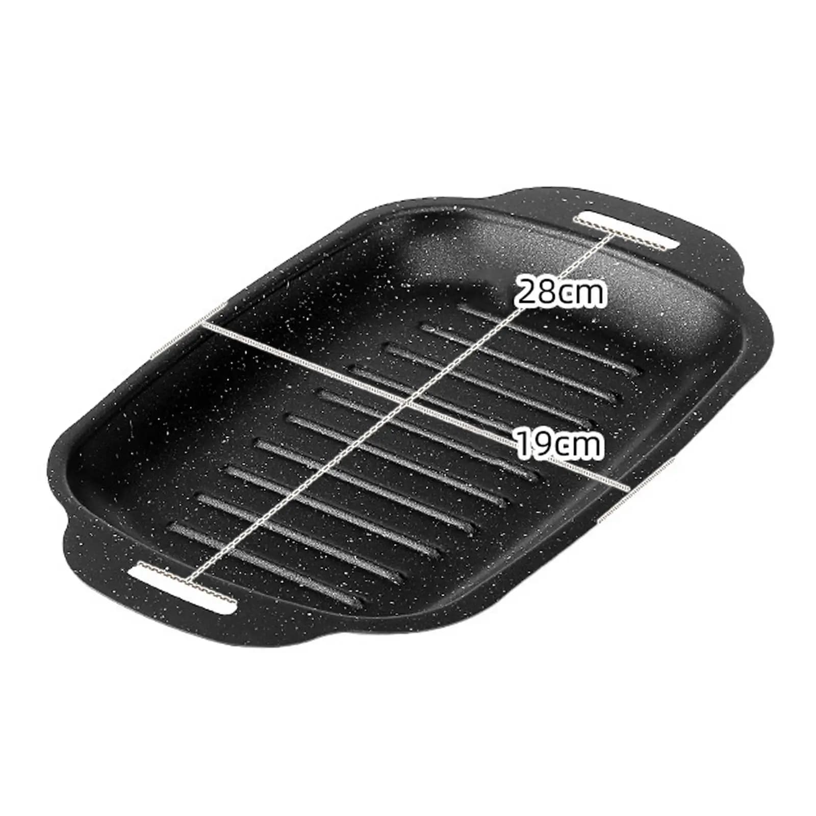 Padella BBQ Antiaderente in Acciaio al Carbonio, Versatile e Portatile, Rettangolare Nera per Carni, Uso Interno ed Esterno, Cucina, Casa, Campeggio