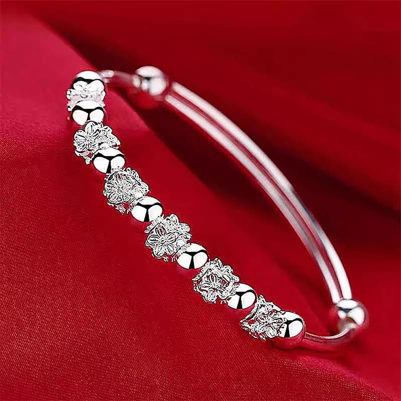 925 Sterling Silver Round Beads Bracelets For Women Luxury Original Adjustable Flower Shape Ball Bracelets Party Fine Jewelry