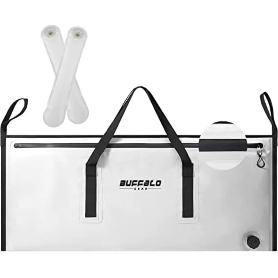Borsa Termica per Pesce - Borsa Frigo Impermeabile con 2 Pacchi Ghiaccio Riutilizzabili - Chiusura a Zip Portatile e Impermeabile