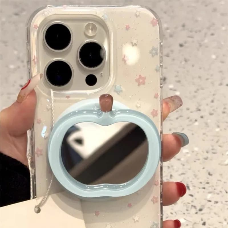 Specchio per trucco coreano carino in vetro Apple adatto per telefono magnetico Magsafe Griptok Griptok Stand Supporto di ricarica wireless per iPhone