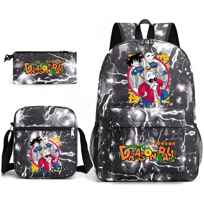 Set di zaini con stampa Dragon Ball Anime per bambini, ragazzi e ragazze, zaino, borsa a tracolla, astuccio, zaino casual