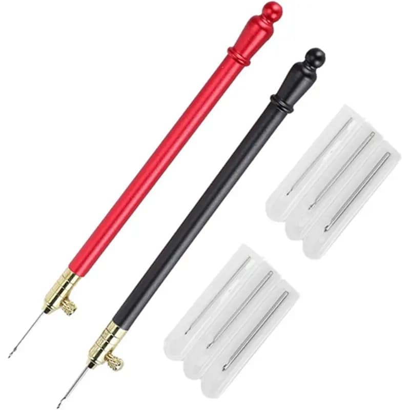 CHCH Uncinetto francese Design ergonomico con manico in acciaio inossidabile, 9 aghi inclusi per cucire perline, lavorare a maglia, progetti fai da te