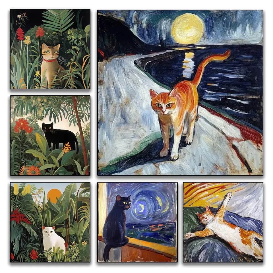 Kit per pittura a diamante 5D a mosaico quadrato completo, ricamo a punto croce con animali, gatto, decorazione fai da te per la casa
