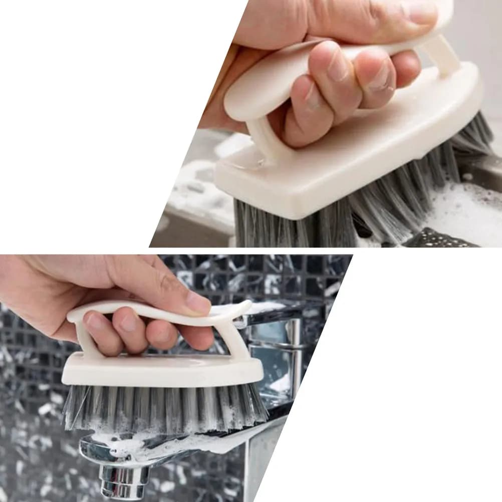 Spazzola per la pulizia del bagno da 2 pezzi, spazzola multiuso per scarpe e vestiti, con comoda impugnatura, setole resistenti per uso domestico