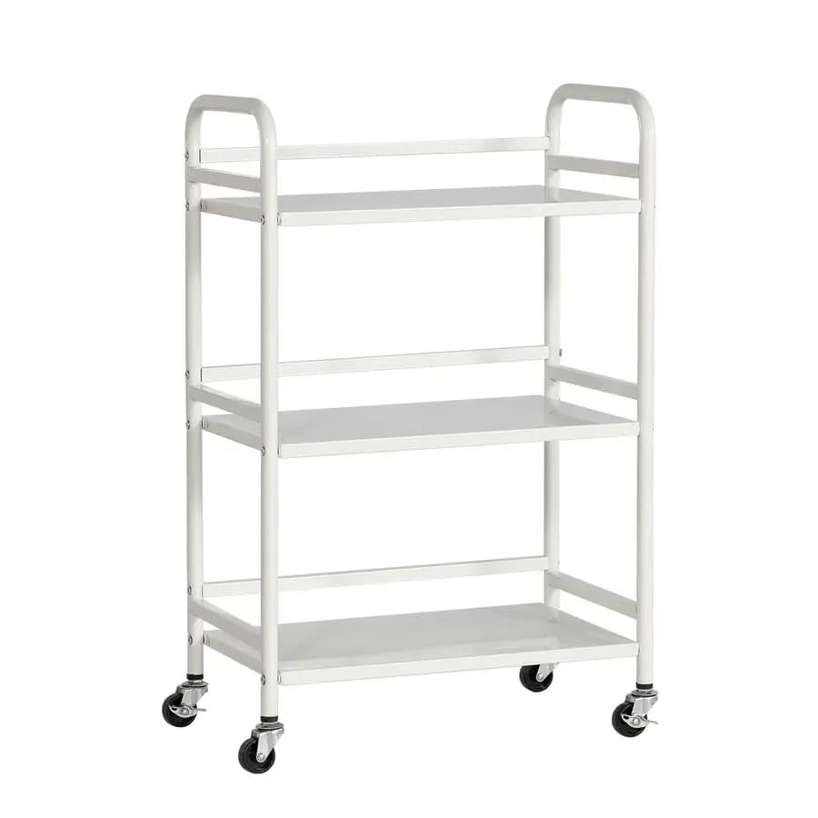 3 shelves trolley, Organizing trolley with wheels, Multifunctional shelves, Metal trolley with handle and lock