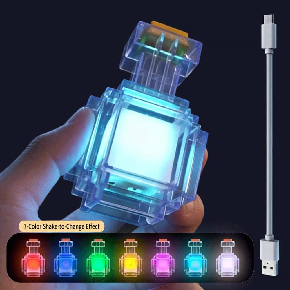 Lampada Notturna LED a 7 Colori a Forma di Bottiglia di Medicina MC Game, Design Pixel Wind, Giocattolo USB Ricaricabile, Decorazione per la Stanza, Regalo per Bambini