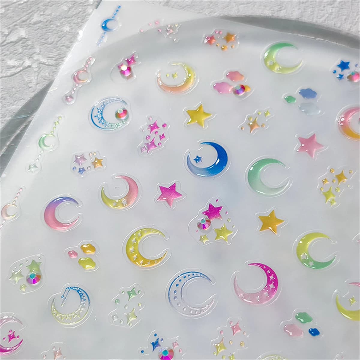 1 pz 5D colorato gelatina stella luna adesivi per unghie Kawaii gradiente giapponese cursore adesivo decorazioni per unghie decalcomanie forniture fai da te