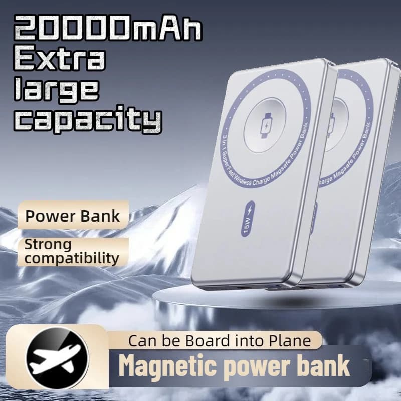 Power Bank magnetico universale da 50000 mAh con ricarica rapida PD20W, supporto di ricarica wireless per telefoni/orologi/auricolari
