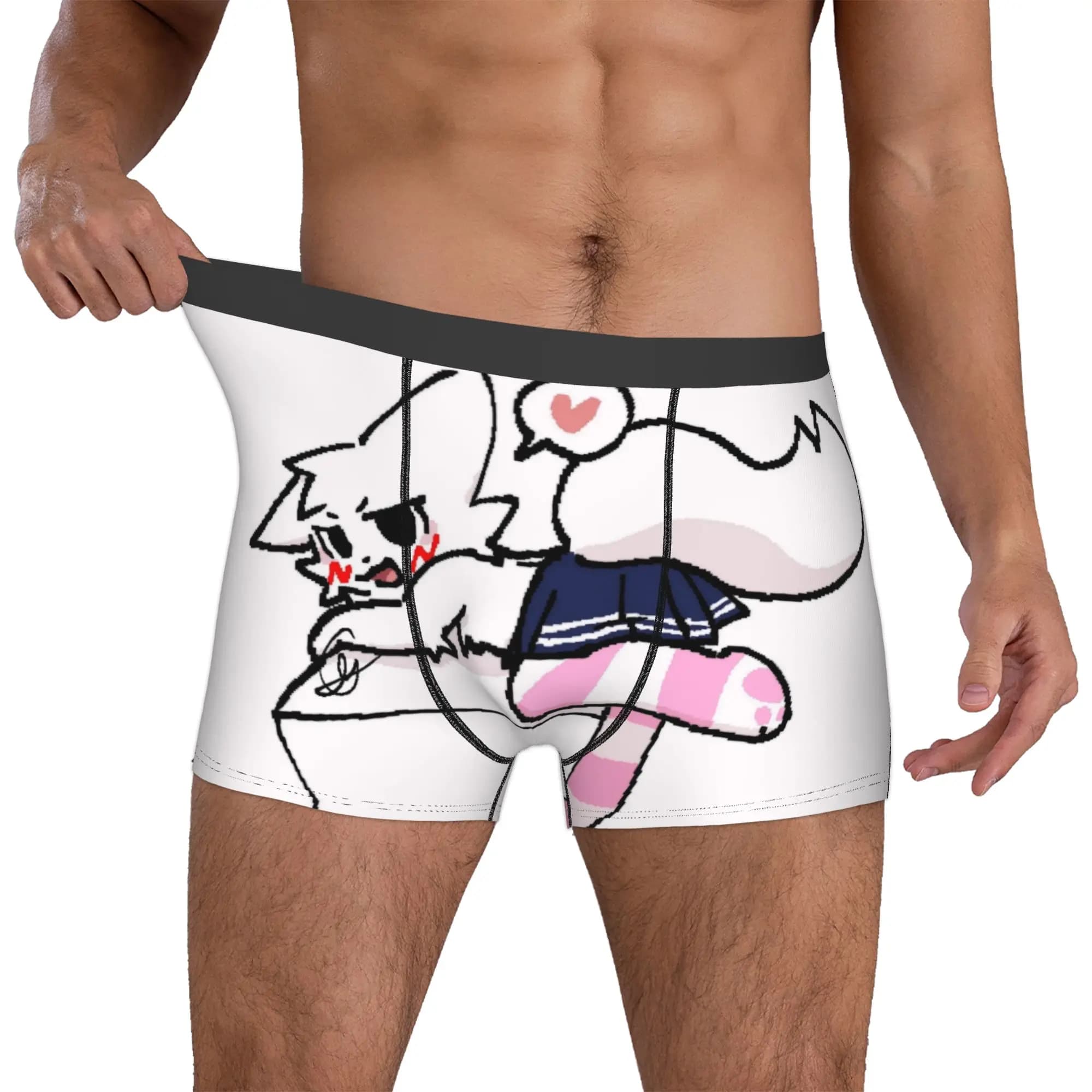 Custom Boykisser Silly Cat Boxers Shorts Men's Cute Cartoon Briefs Underwear Cool Underpants