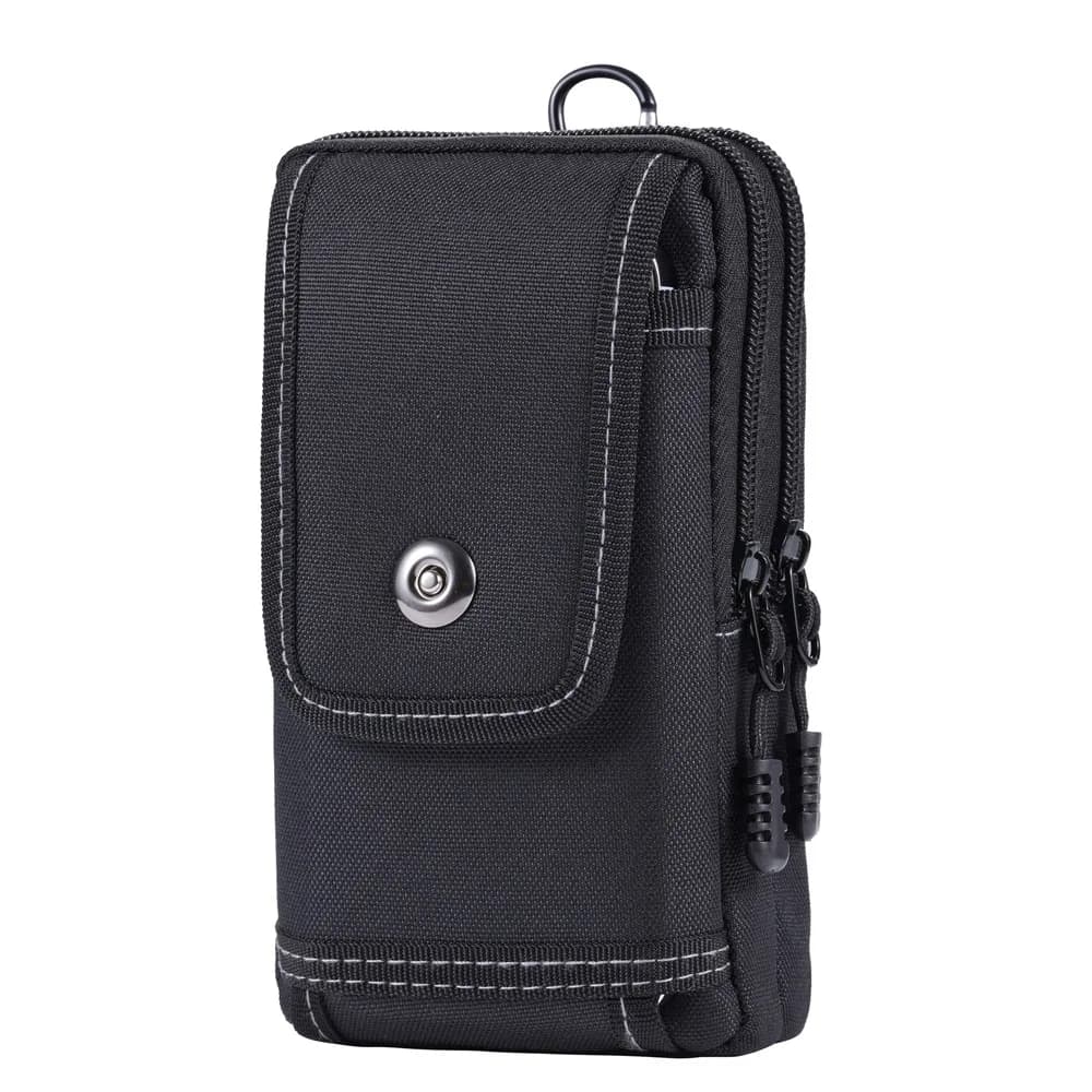Marsupio da Uomo per Cellulare con Fibbia, Custodia Universale per Telefono, Clip per Cintura Nera, Borsa da Cintura per Sport all'Aperto
