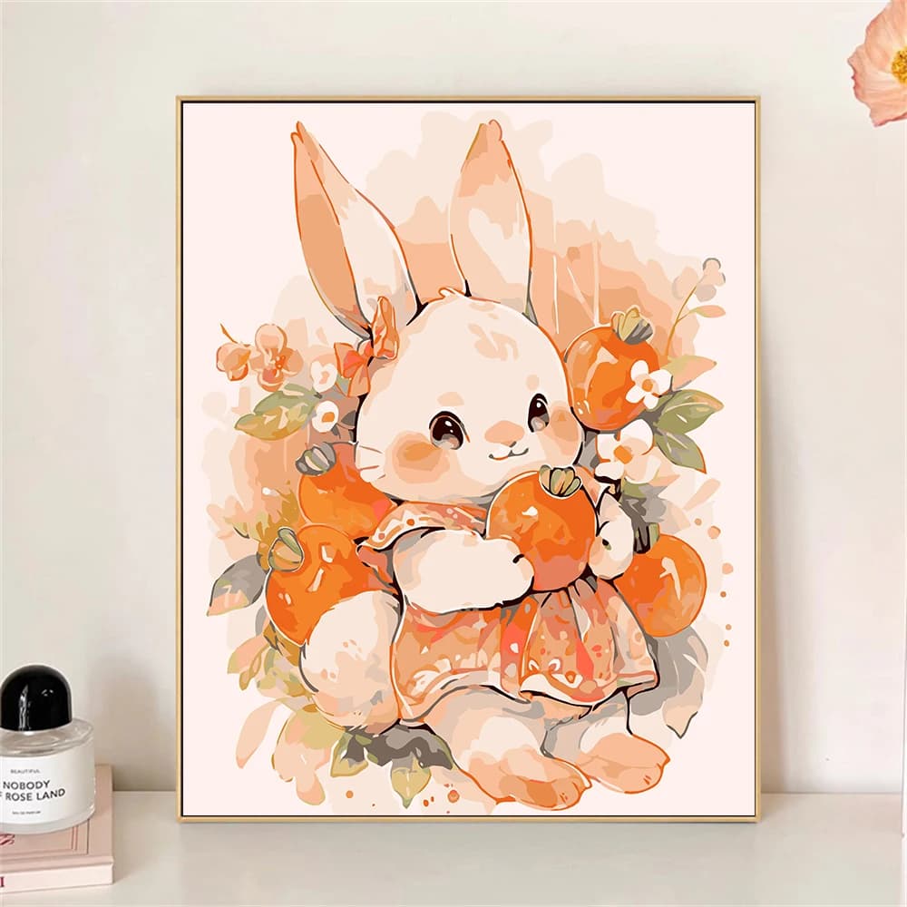 Paint by Numbers For Adult Kit Rabbit radish DIY Dropshipping acrylic Oil Painting Canvas by Number Home Decor