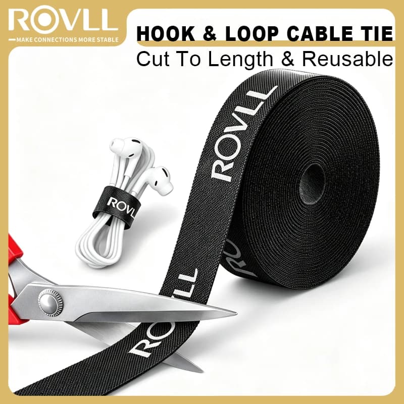 Nastri di fissaggio per cucito ROVLL, fascette per cavi senza adesivo, riutilizzabili in nylon, organizer per cavi fai-da-te per iPhone Samsung USB