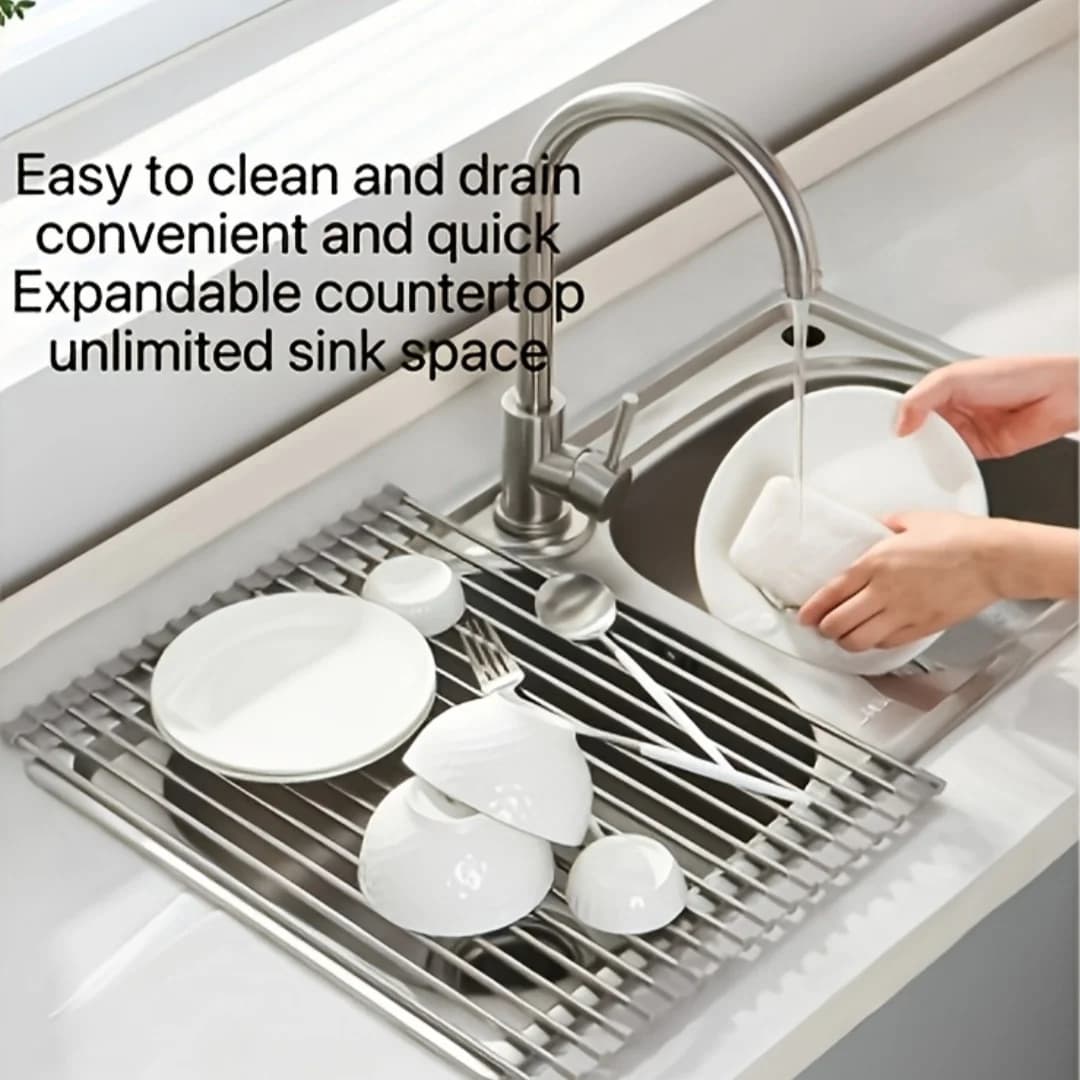1PC Folding Roll Sink Drainer Shelf Bowl Dish Storage Holder Food Washing Rack Hot Pot Insulator Pad Kitchen Accessories Organiz