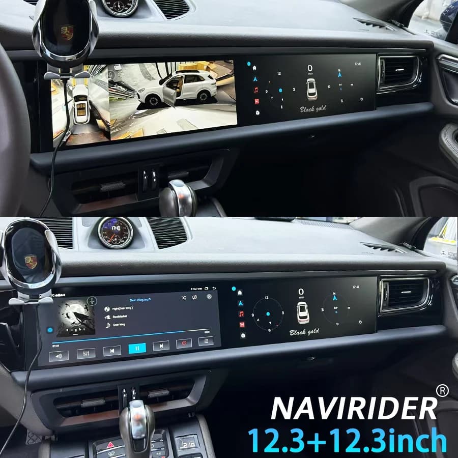 Schermo Doppio 12.3+12.3 Pollici per Porsche Macan 2014-2017 PCM 3.1 4.0, Autoradio Stereo GPS con Carplay, Lettore Multimediale Android Auto