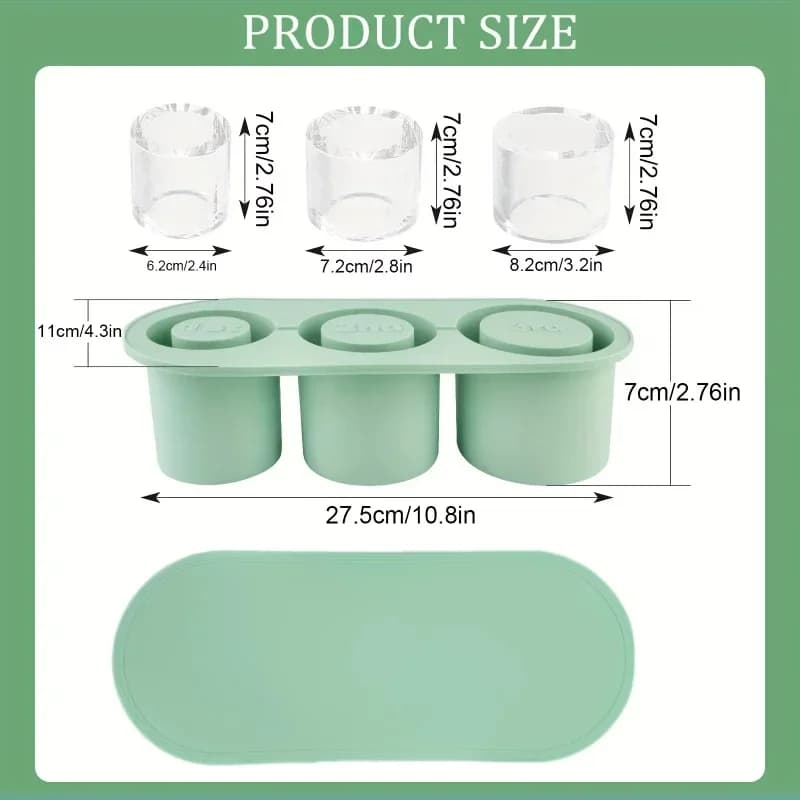 Nuovo modello 2026: Vassoio avanzato per cubetti di ghiaccio per bicchieri da 30-40 oz, stampo in silicone a 3 cilindri cavi con coperchio