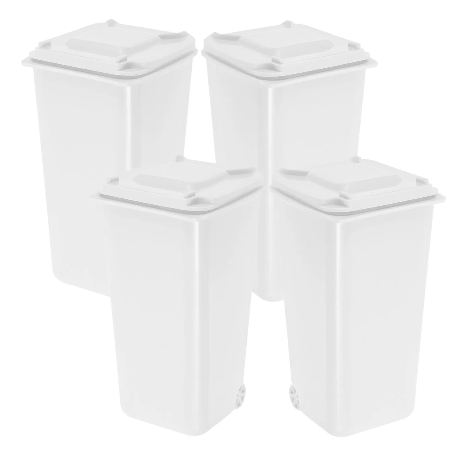 Set di 4 Piccoli Cestini per Scrivania, Design Carino a Cartone Animato, Mini Contenitore per Rifiuti con Coperchio, Portapenne per Ufficio e Casa