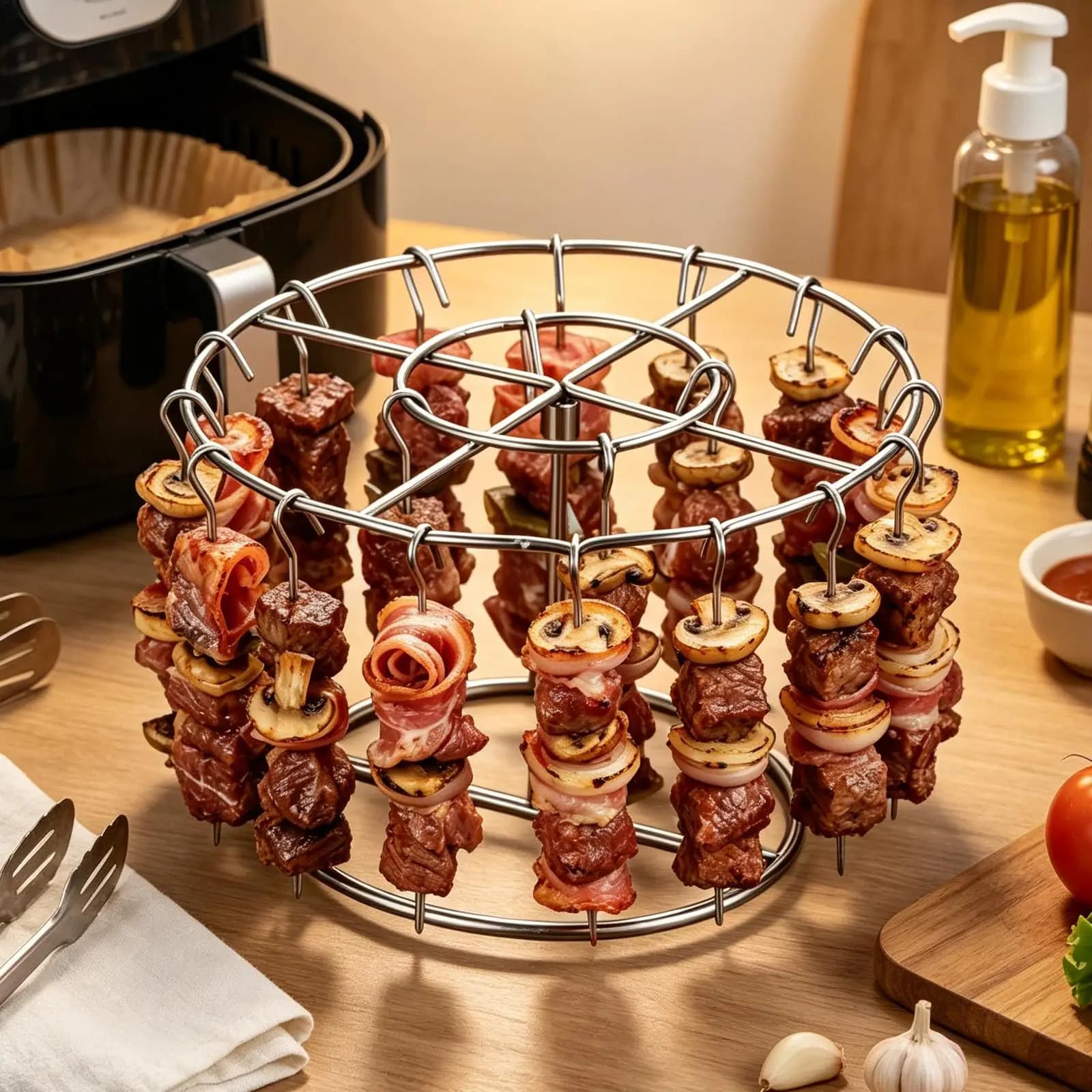 Stainless Steel Vertical Grill Rack Detachable String Grill Vertical Barbecue Skewer Bracket 24 Skewer Holder Barbecue Rack
