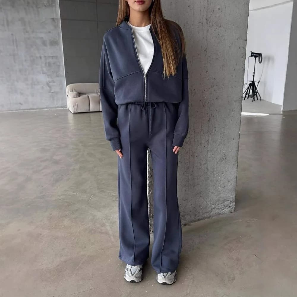 Tuta Invernale in Pile da Donna 2026, Set Felpa con Cappuccio e Pantaloni Tinta Unita, Abbigliamento Caldo per il Tempo Libero