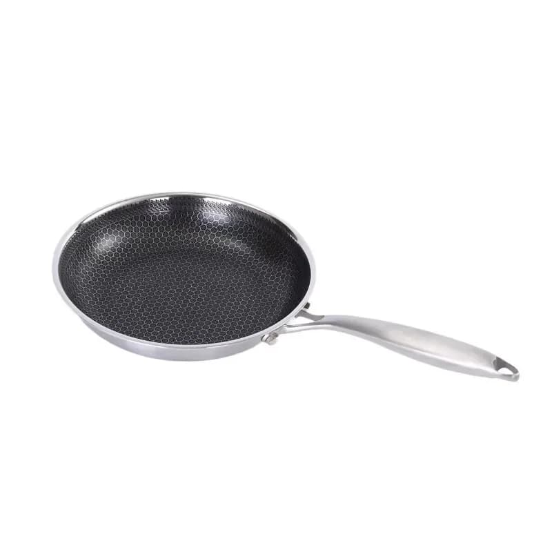 Padella antiaderente in acciaio inox, padella cinese, utensili da cucina, compatibile con piano a induzione, in metallo.