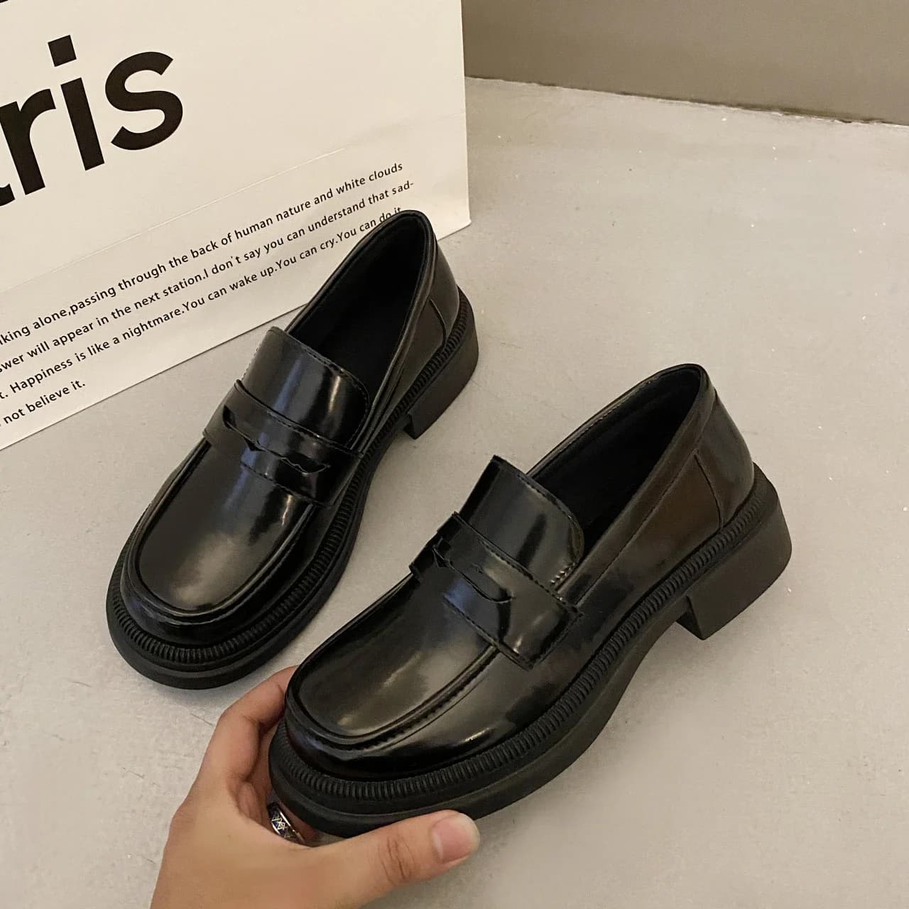 Brown Moccasins Apartments Women School Students Japanese Shoes Uniform JK Round Toe Women Girls Back Toe Round Toe Cosplay Shoes Lolita