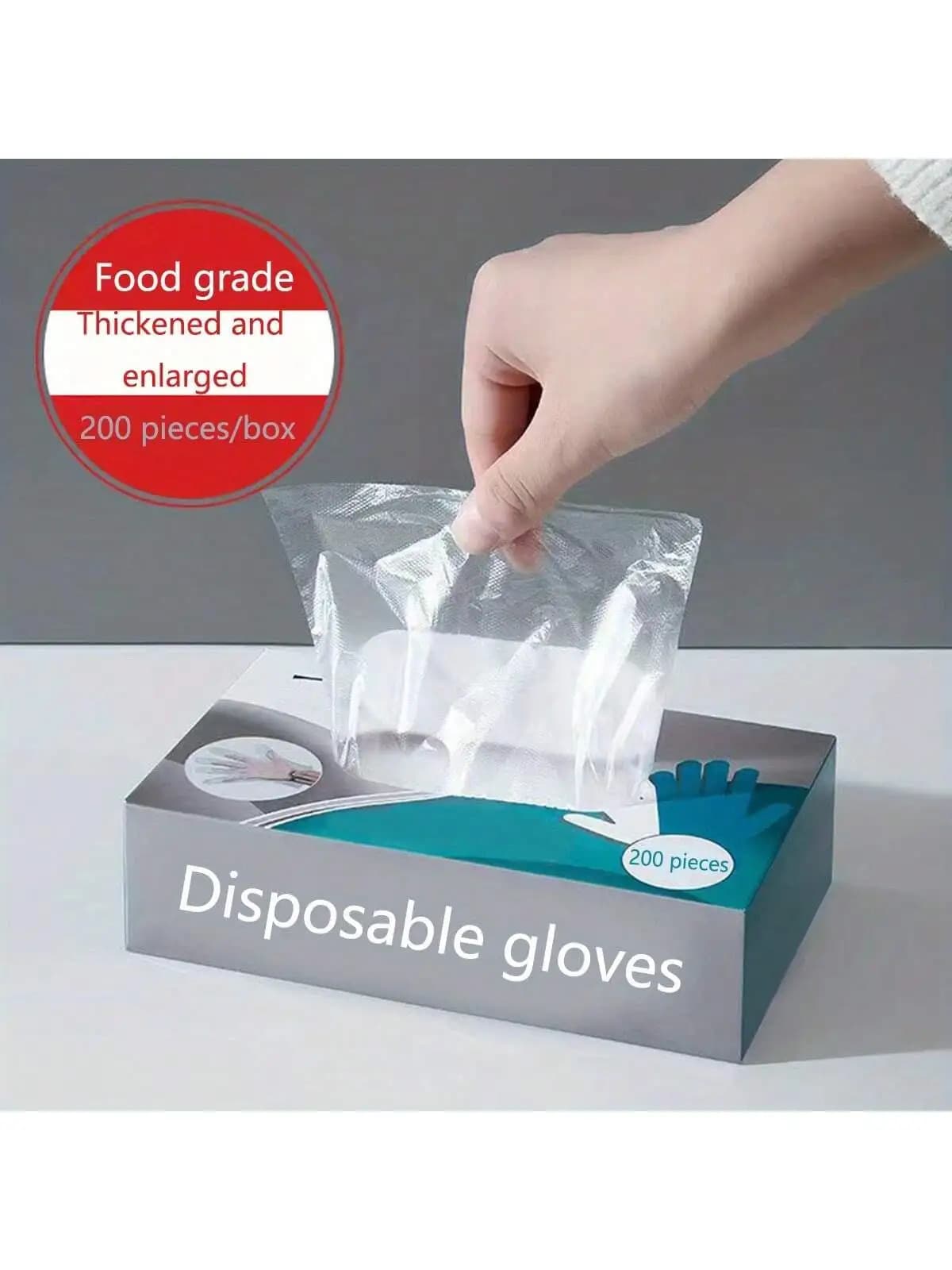 Guanti da cucina monouso in TPE, ideali per la pulizia e la preparazione degli alimenti, senza lattice e senza polvere, adatti agli alimenti, 20x10x4 cm, confezione da 200 pezzi