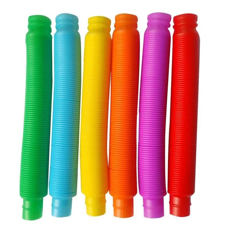8 pezzi flessibili in plastica colorata tubo telescopico tubo pop tubo elasticizzato soffietto bambini adulti giocattoli per feste di decompressione