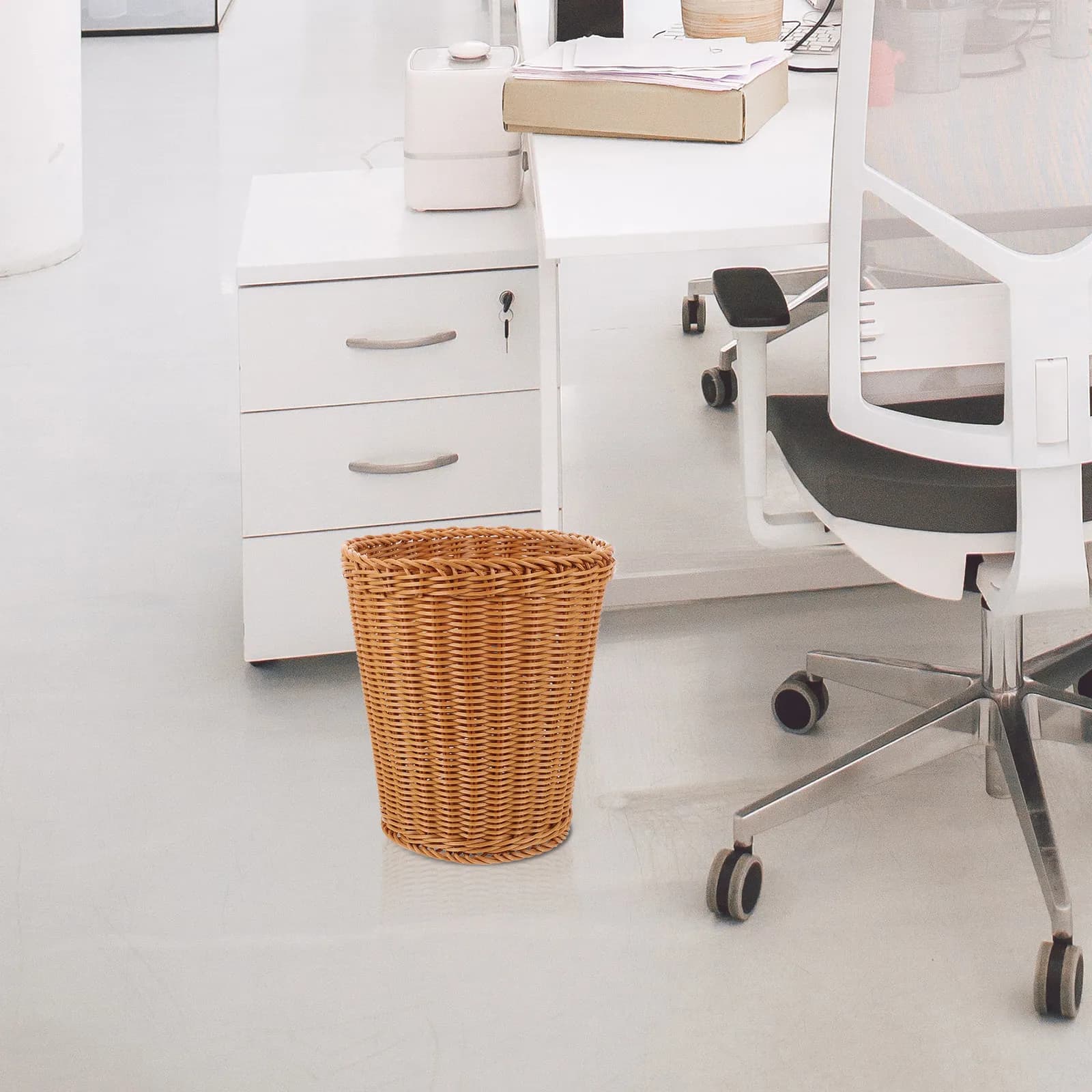 Cestino Intrecciato in Stile Rattan Naturale, Contenitore Compatto per Bagno, Camera da Letto, Cucina, Ufficio, Decorazione Casa, Rifiuti e Carta