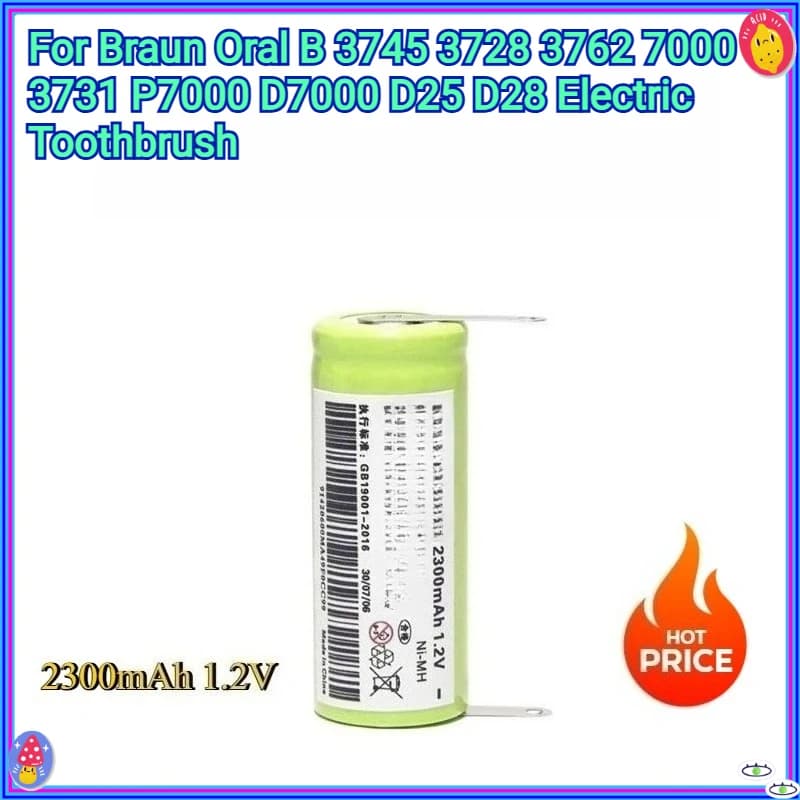 New spare battery 2300mAh 1.2V for Braun Oral B 3745 3728 3762 7000 3731 P7000 D7000 D25 D28