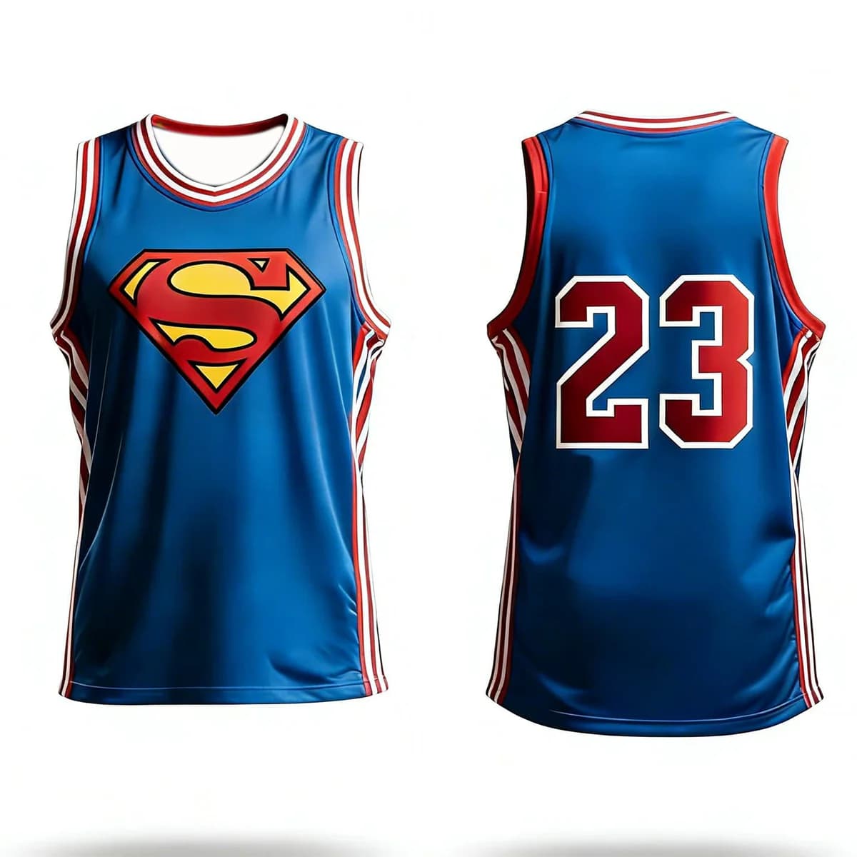 Maglia da basket Superman 23 da uomo, canotta sportiva senza maniche, traspirante in mesh, per allenamento, streetwear, hip hop, per i fan