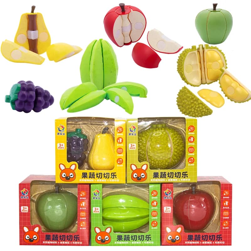 Kid Cutting Fruit Kitchen Toy Pretend Play Durian Apple Pear Cut Fruit Creative Activite Game Baby Daycare Educational Toy Gift
