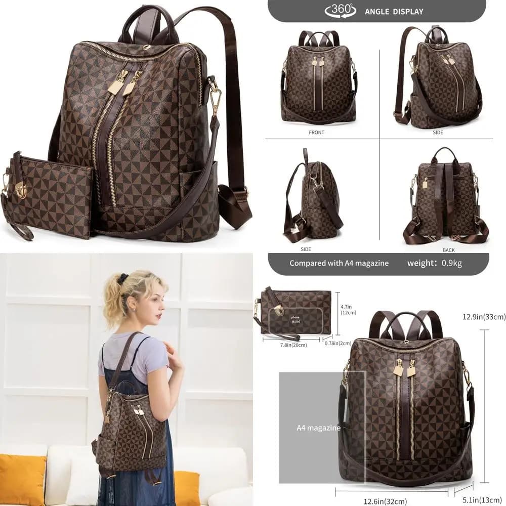 Elegante Zaino Grande in Pelle Antifurto di Design per Uomo e Donna, Ideale per Viaggi e Uso Quotidiano