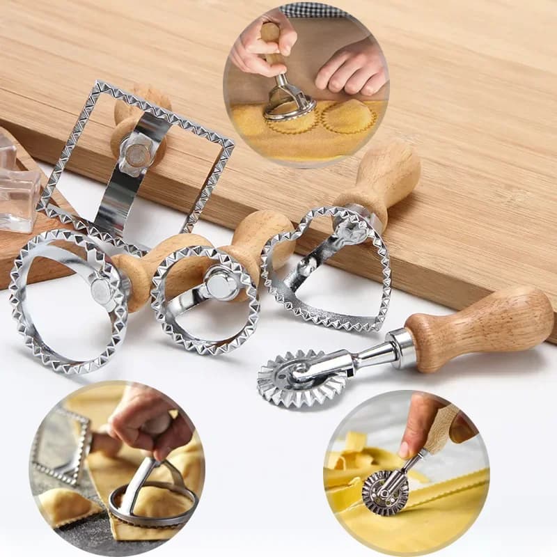 Stainless Steel Ravioli Maker Mold Tool Ravioli Stamp Set Pastry Wheel Set Cookies Cutter Set Pasta Press Kitchen Attachment Kit