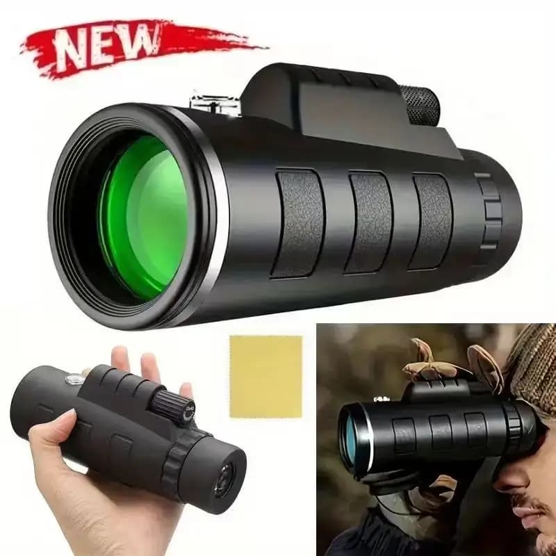 Telescopio Monoculare Professionale 10X40 con Zoom, Impermeabile IPX4, Prisma BAK4, Rivestimento FMC per Caccia, Escursionismo e Birdwatching all'Aperto