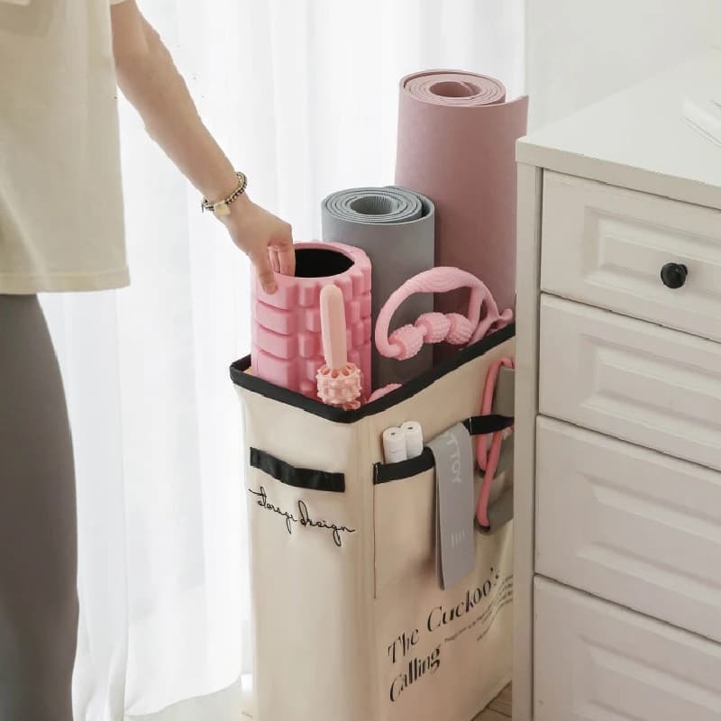Home Gym Storage Rack for Foam Roller, Yoga Strap, Thick Yoga Mats and Resistance Bands, Equipment Corner Storage Organizer