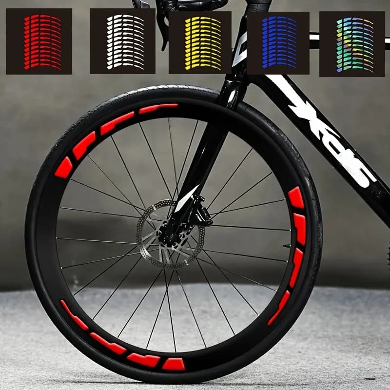 12PCS/SET Red Yellow Blue White Holographic Bike Wheel Stickers Waterproof Vinyl Decals