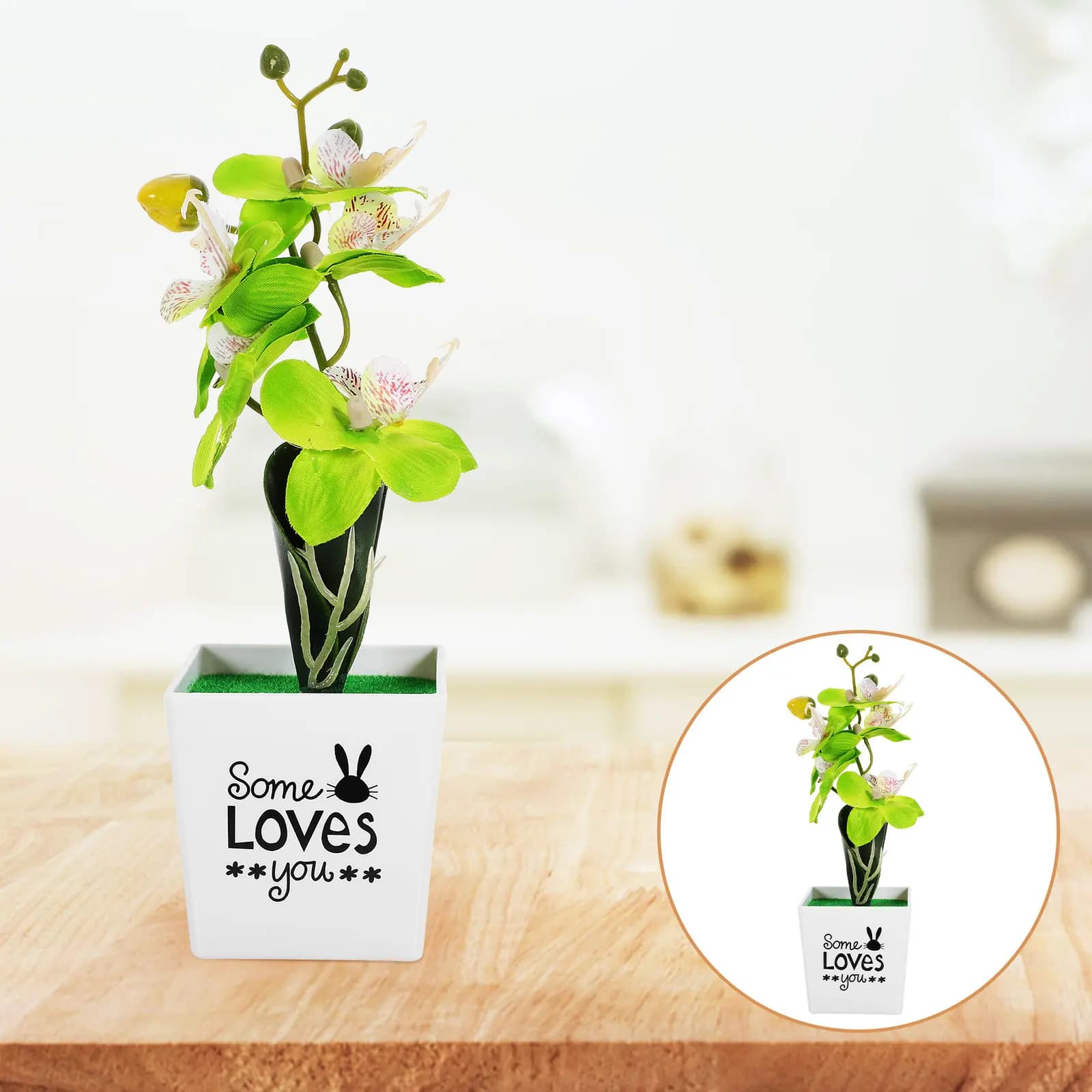 Orchidea Artificiale Realistica in Vaso, Decorazione da Tavolo per Ufficio, Soggiorno, Camera da Letto, Hotel, Pianta Finta