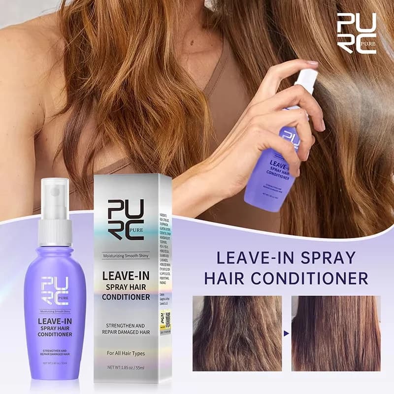 PURC 55ml Conditioning Spray with Coconut Oil to Repair Damaged Hair and Crespi, Smoothing Treatment and Polishing