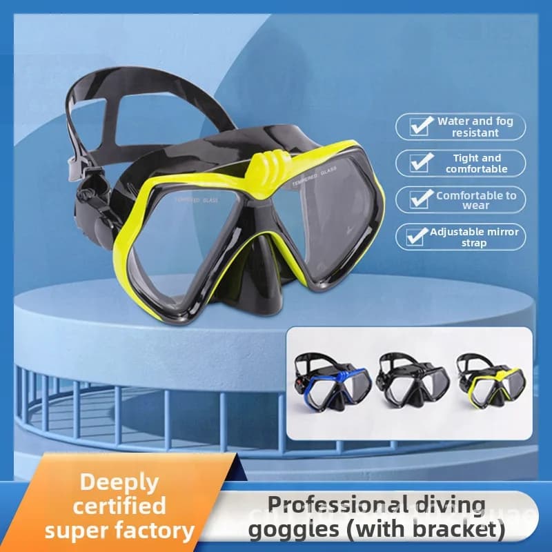 Adult Swimwear with Snorkeling Mask and Camera Bracket Eyewear Silicone Anti-sweet Myopia Eyelets Compatible Sub Glasses -