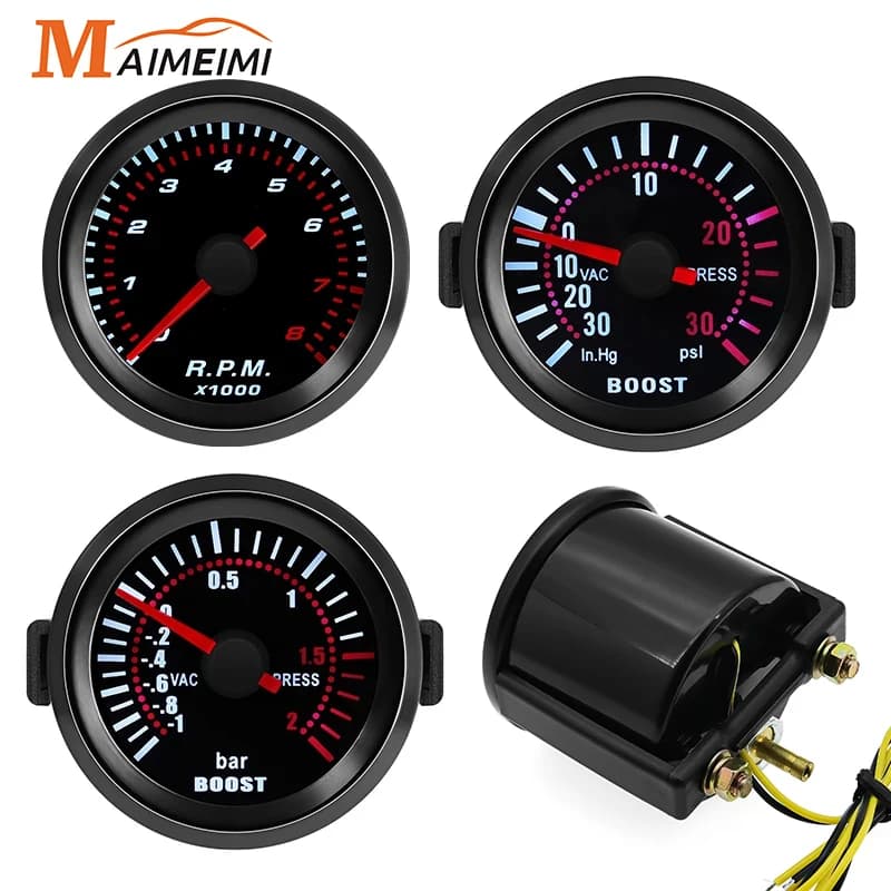 Misuratore di pressione dell'olio della temperatura dell'acqua da 52mm contagiri Boost Gauge Bar/Psi Vacuum voltmetro misuratore di temperatura dell'acqua manometro universale per auto