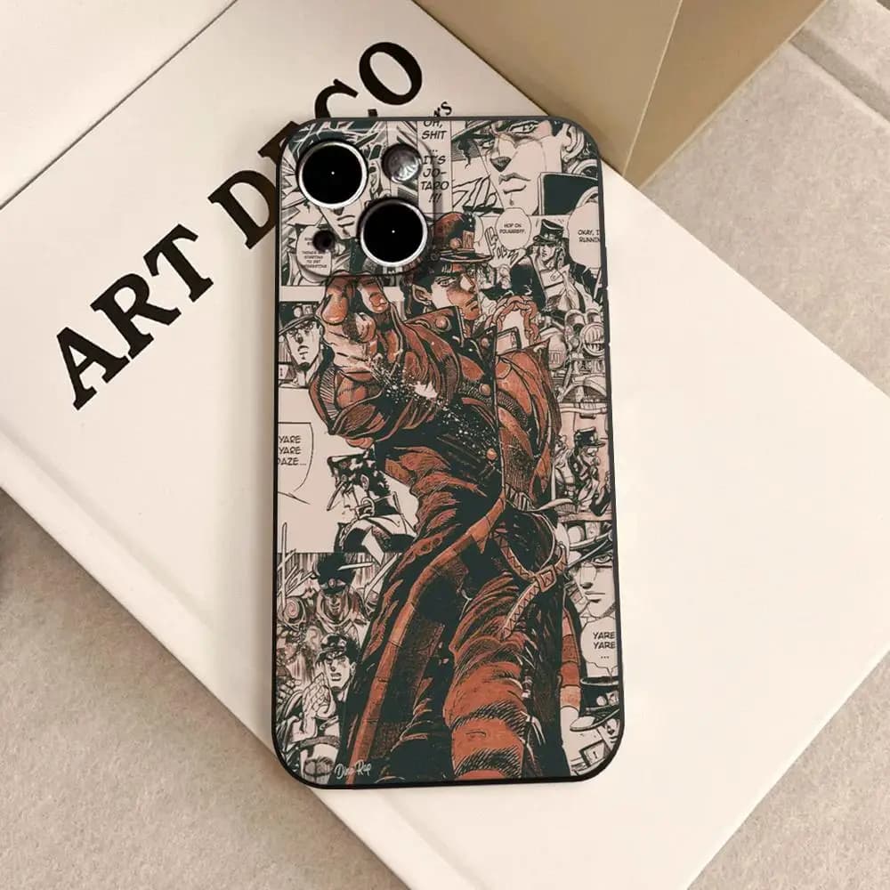 Cover per iPhone JoJo Bizarre Adventure anti-caduta opaca per modelli 17, 16e, 16, 15, 14, 13 mini, Pro, Max, X, XR, XSMAX, 8, 7, Air, Plus