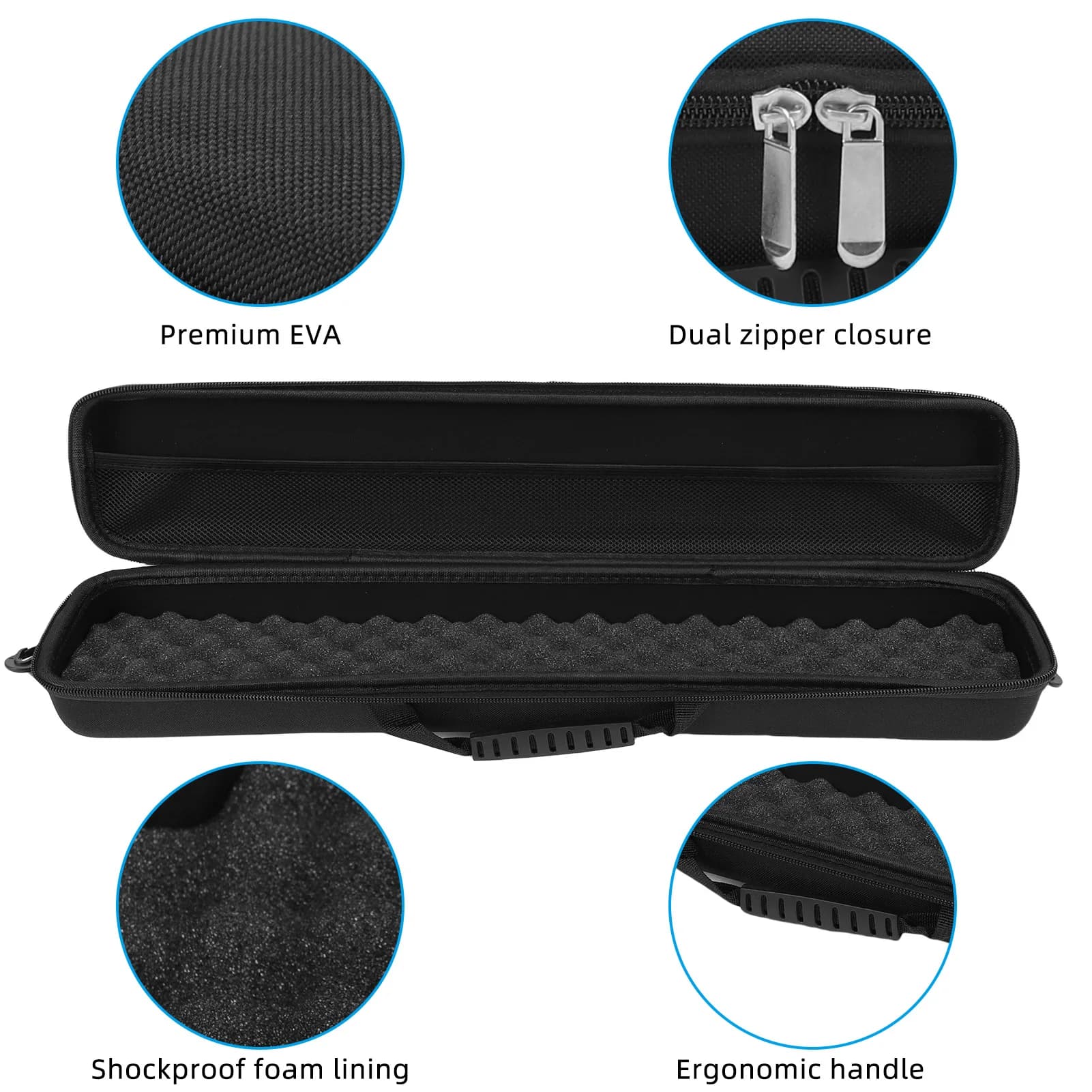 Fishing rod bag and reels, rigid organizer for fishing rods with integrated foam cushion for easy transport, fishing gear bag