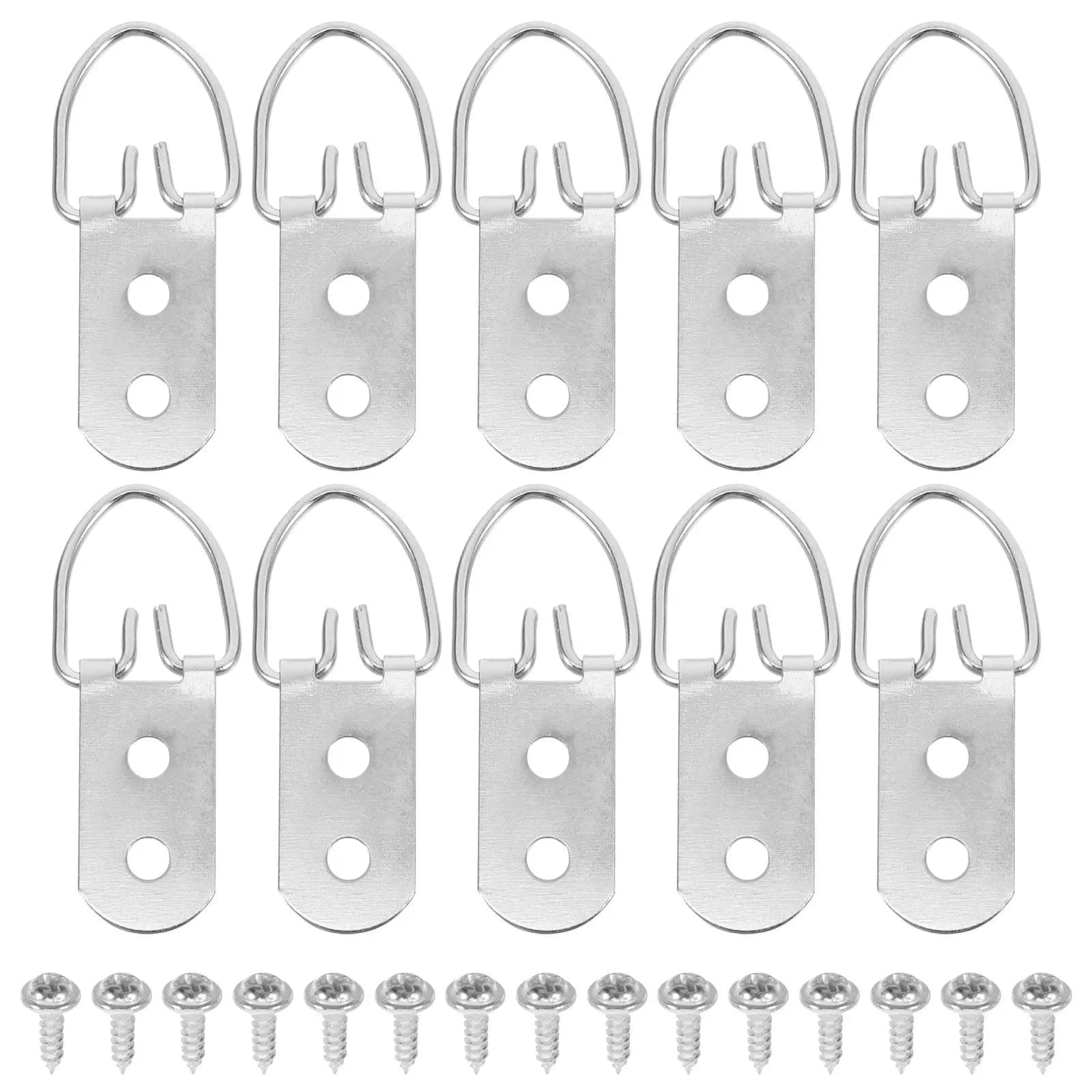 Set di 30 Ganci a D per Cornici, Argento, Resistenti, per Appendere Quadri, Tele, Cornici Fotografiche e Punti Croce