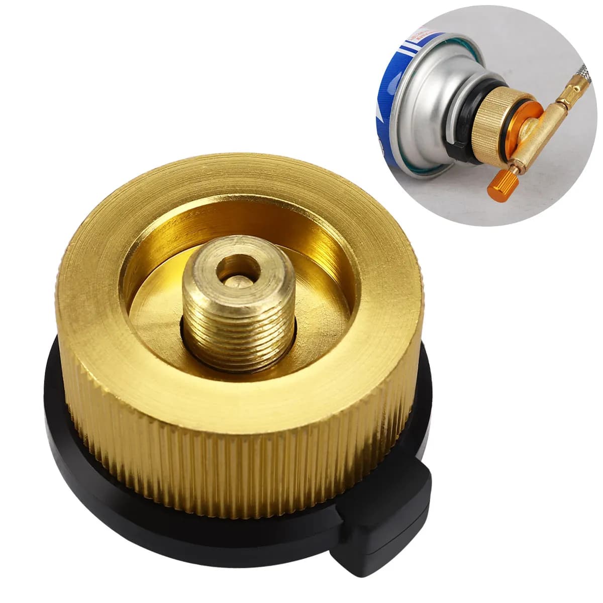 Gas Bottle Adapter Aluminum Copper High Temperature Nylon Outdoor Camping Picnic Bbq Stove Lantern Connection Automatic Locking