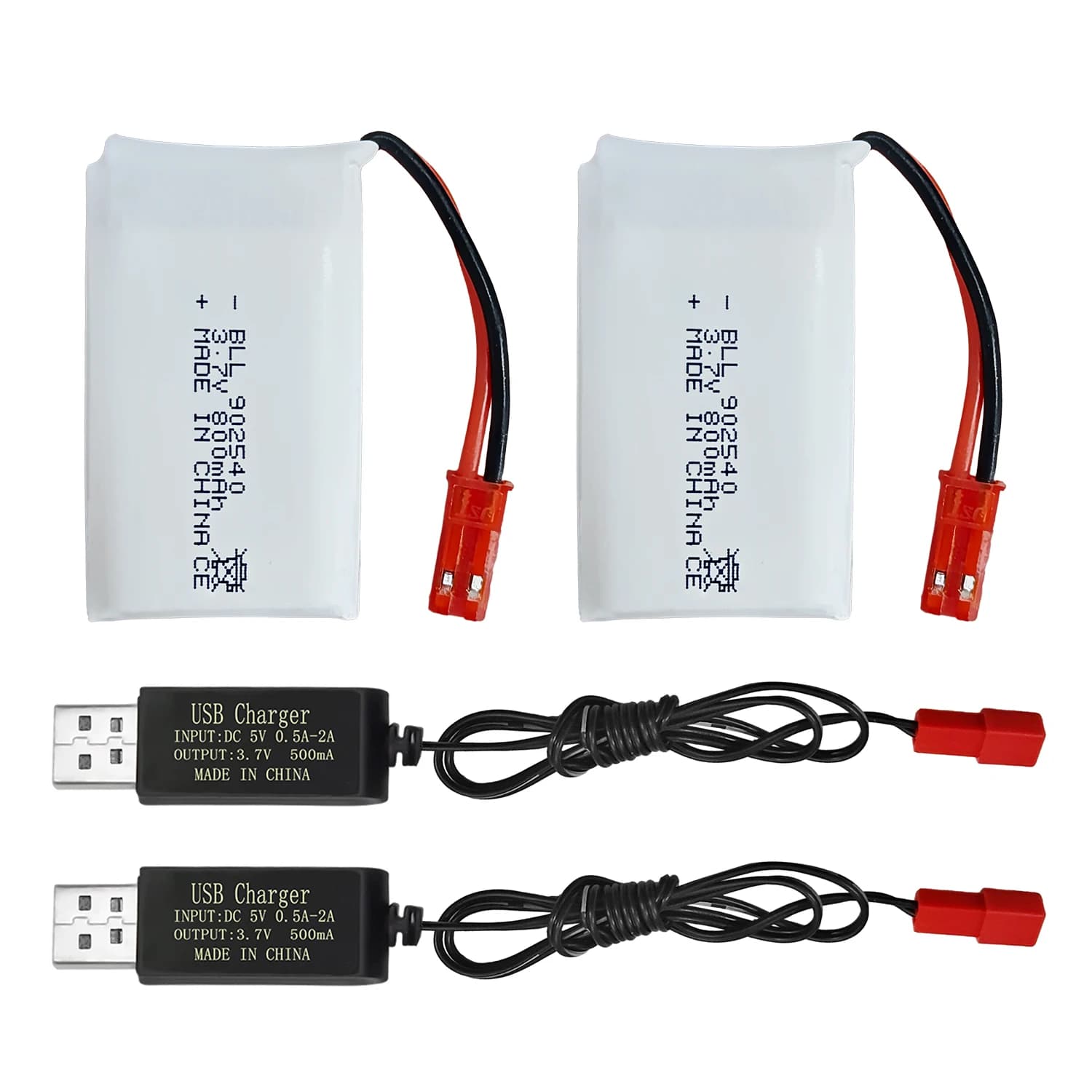 Batteria Lipo 2PCS 3.7V 800mAh con caricatore USB per SYMA X56W MJX X400W X300C X800 HS110 HS200 S670 V950hd S1750 V2450 RC Drone