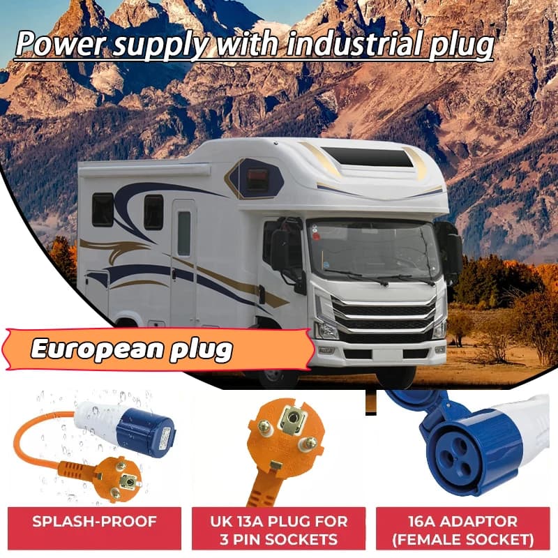 1PC RV Mains Hook Up Converter Cavo di Piombo 16 A Presa Adattatore Caravan 3Pin 240V Per Camper Camper UK Spina UE Parti di Camper