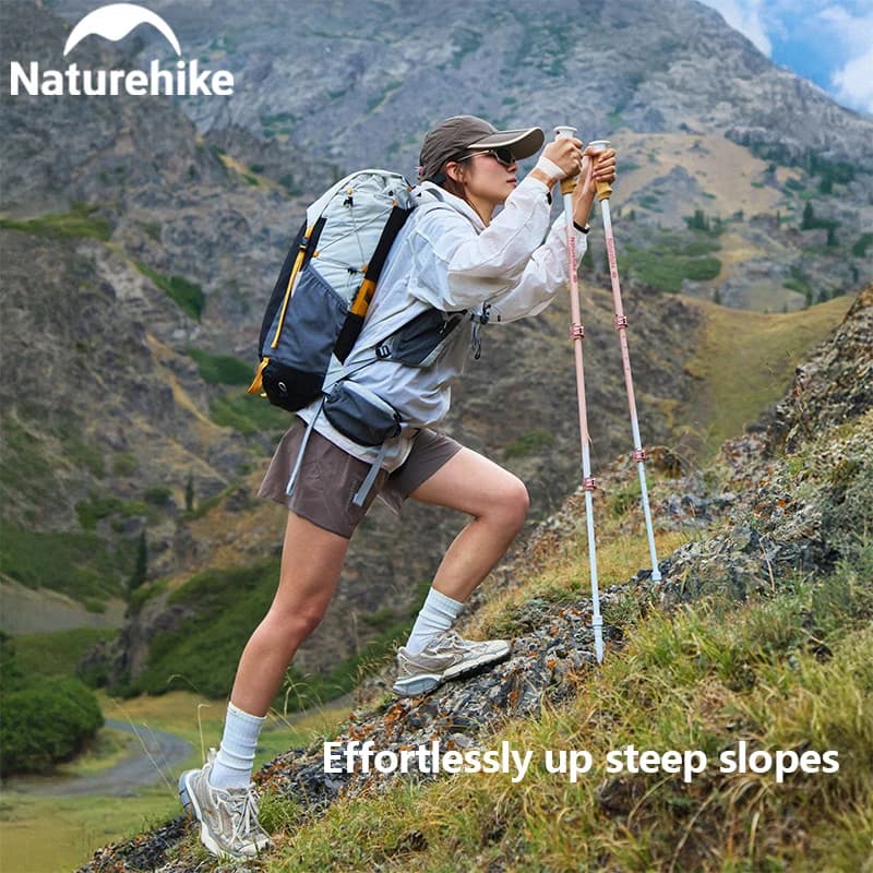 Naturehike 2025 EXT Ultra-Lightweight Three-Section Carbon Fibre Telescopic Trekking Pole with Aluminium Alloy Locking Mechanism
